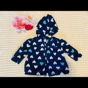 •Old navy 3-6 mo. blue heart print fleece jacket